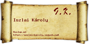 Iszlai Károly névjegykártya