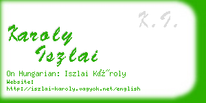 karoly iszlai business card